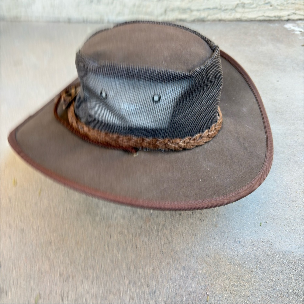 Barmah 1064 Foldaway Cattle Suede Cooler Leather Hat Brown Unisex Size Small - Picture 3 of 6